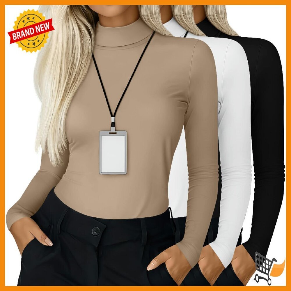 3 Pack Slim Fit Turtleneck Underscrub Shirts Long Sleeve Nurse Tops